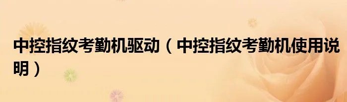 中控指纹考勤机驱动（中控指纹考勤机使用说明）