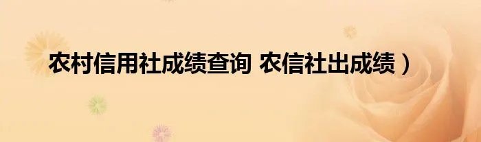农村信用社成绩查询 农信社出成绩）