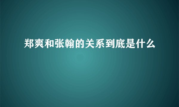 郑爽和张翰的关系到底是什么
