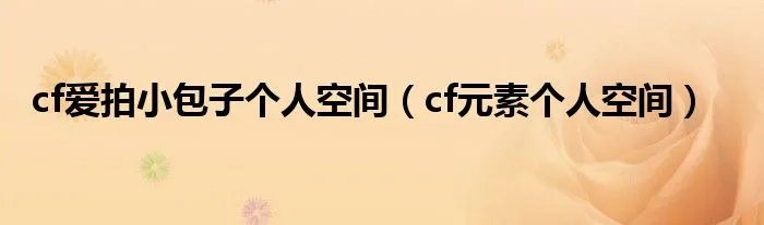 cf爱拍小包子个人空间(cf元素个人空间)