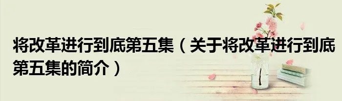 将改革进行到底第五集（关于将改革进行到底第五集的简介）