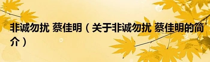 非诚勿扰 蔡佳明（关于非诚勿扰 蔡佳明的简介）