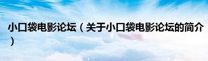 小口袋电影论坛（关于小口袋电影论坛的简介）