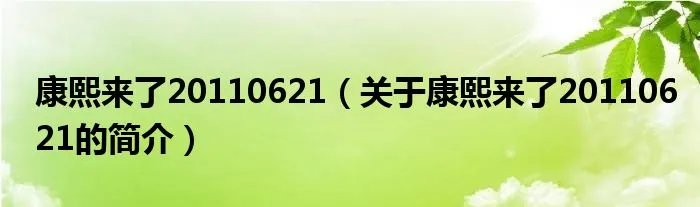 康熙来了20110621（关于康熙来了20110621的简介）