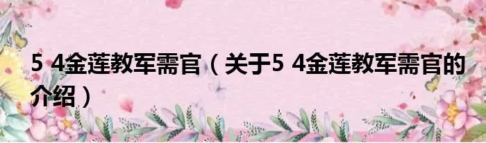 5 4金莲教军需官（关于5 4金莲教军需官的介绍）