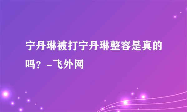 宁丹琳被打宁丹琳整容是真的吗？-飞外网