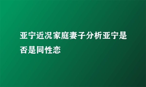 亚宁近况家庭妻子分析亚宁是否是同性恋