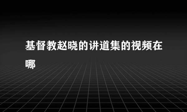 基督教赵晓的讲道集的视频在哪
