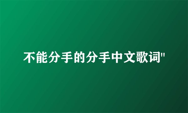 不能分手的分手中文歌词