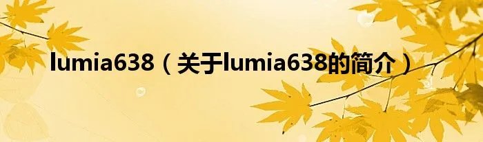 lumia638（关于lumia638的简介）