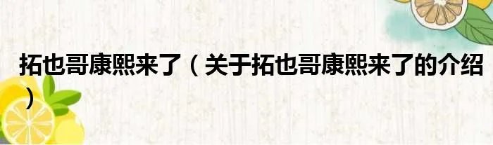 拓也哥康熙来了（关于拓也哥康熙来了的介绍）