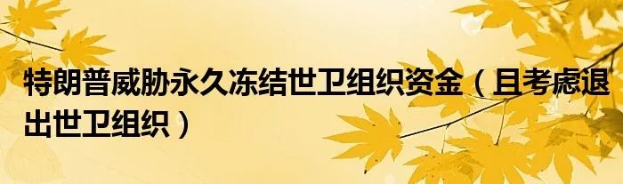 特朗普威胁永久冻结世卫组织资金（且考虑退出世卫组织）
