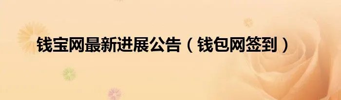 钱宝网最新进展公告（钱包网签到）