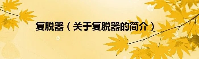 复脱器（关于复脱器的简介）