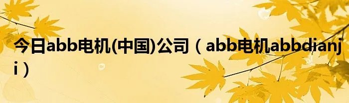 今日abb电机(中国)公司（abb电机abbdianji）