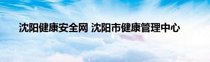 沈阳健康安全网 沈阳市健康管理中心