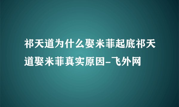 祁天道为什么娶米菲起底祁天道娶米菲真实原因-飞外网