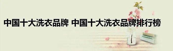 中国十大洗衣品牌 中国十大洗衣品牌排行榜