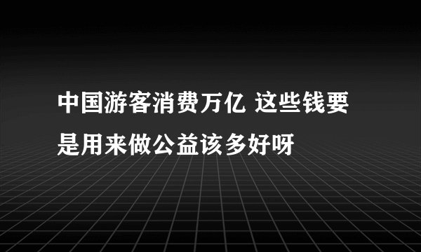 中国游客消费万亿 这些钱要是用来做公益该多好呀