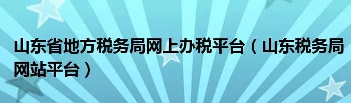 山东省地方税务局网上办税平台（山东税务局网站平台）