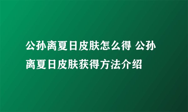 公孙离夏日皮肤怎么得 公孙离夏日皮肤获得方法介绍