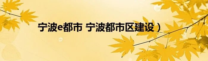宁波e都市 宁波都市区建设）