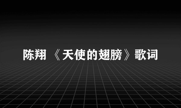 陈翔 《天使的翅膀》歌词