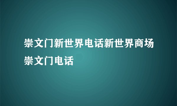 崇文门新世界电话新世界商场崇文门电话
