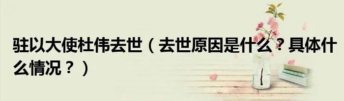 驻以大使杜伟去世（去世原因是什么？具体什么情况？）