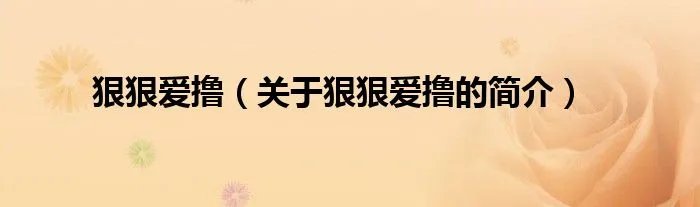 狠狠爱撸（关于狠狠爱撸的简介）