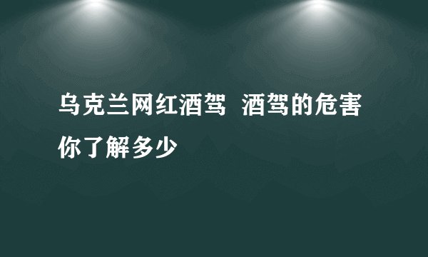 乌克兰网红酒驾 酒驾的危害你了解多少