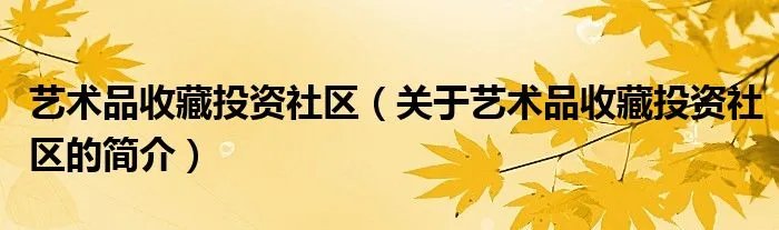 艺术品收藏投资社区（关于艺术品收藏投资社区的简介）