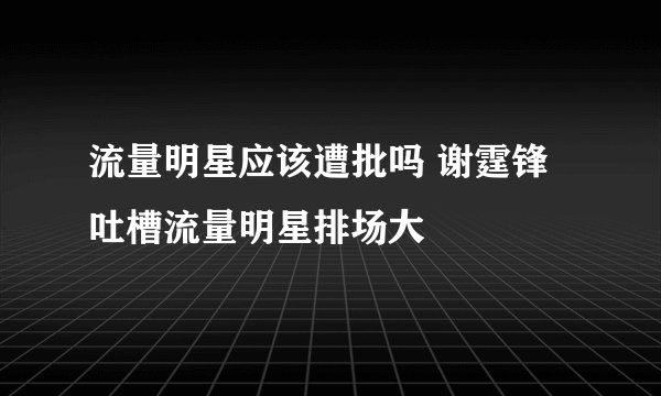 流量明星应该遭批吗 谢霆锋吐槽流量明星排场大