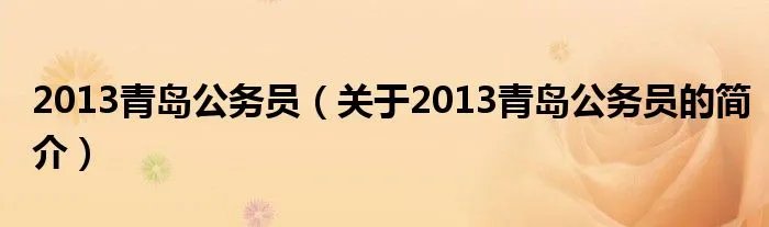 2013青岛公务员（关于2013青岛公务员的简介）