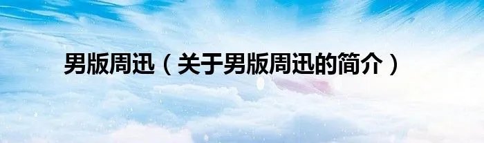 男版周迅（关于男版周迅的简介）