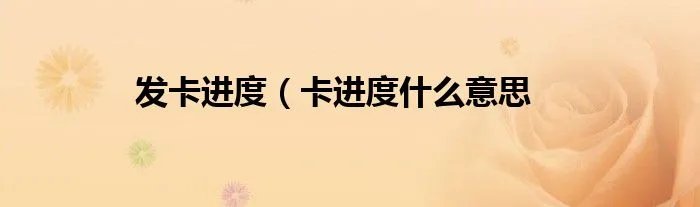发卡进度（卡进度什么意思