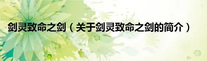 剑灵致命之剑（关于剑灵致命之剑的简介）
