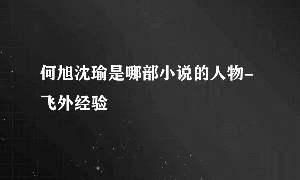 何旭沈瑜是哪部小说的人物-飞外经验