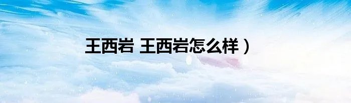 王西岩 王西岩怎么样）