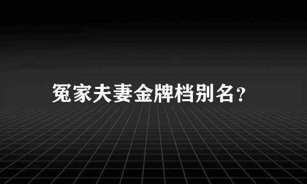 冤家夫妻金牌档别名？