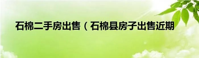 石棉二手房出售（石棉县房子出售近期