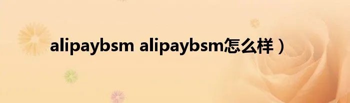 alipaybsm alipaybsm怎么样）