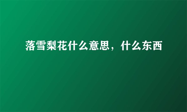 落雪梨花什么意思，什么东西
