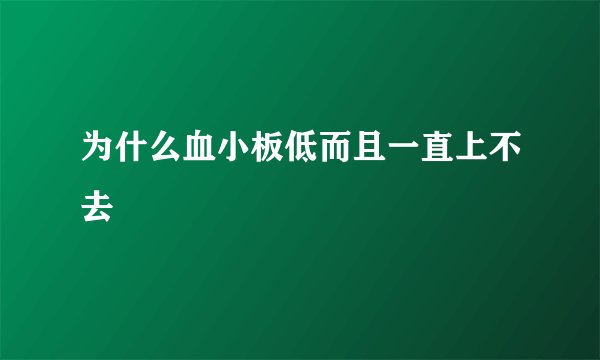 为什么血小板低而且一直上不去