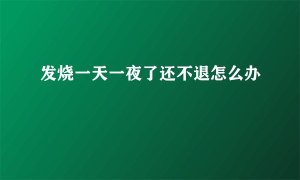 发烧一天一夜了还不退怎么办