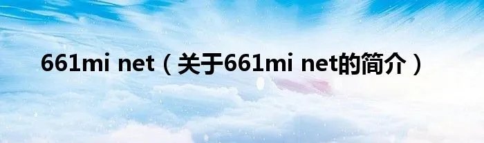 661mi net（关于661mi net的简介）