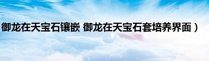 御龙在天宝石镶嵌 御龙在天宝石套培养界面）
