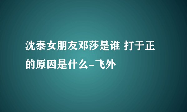 沈泰女朋友邓莎是谁 打于正的原因是什么-飞外