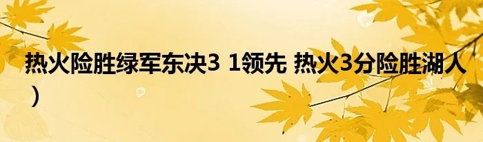 热火险胜绿军东决3 1领先 热火3分险胜湖人）