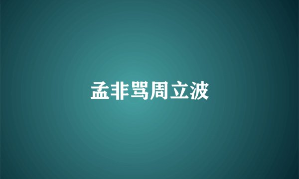 孟非骂周立波